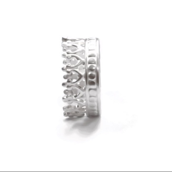 925 Sterling Silver Crown Ear Cuff Clip On Earring - Picture 6 of 8